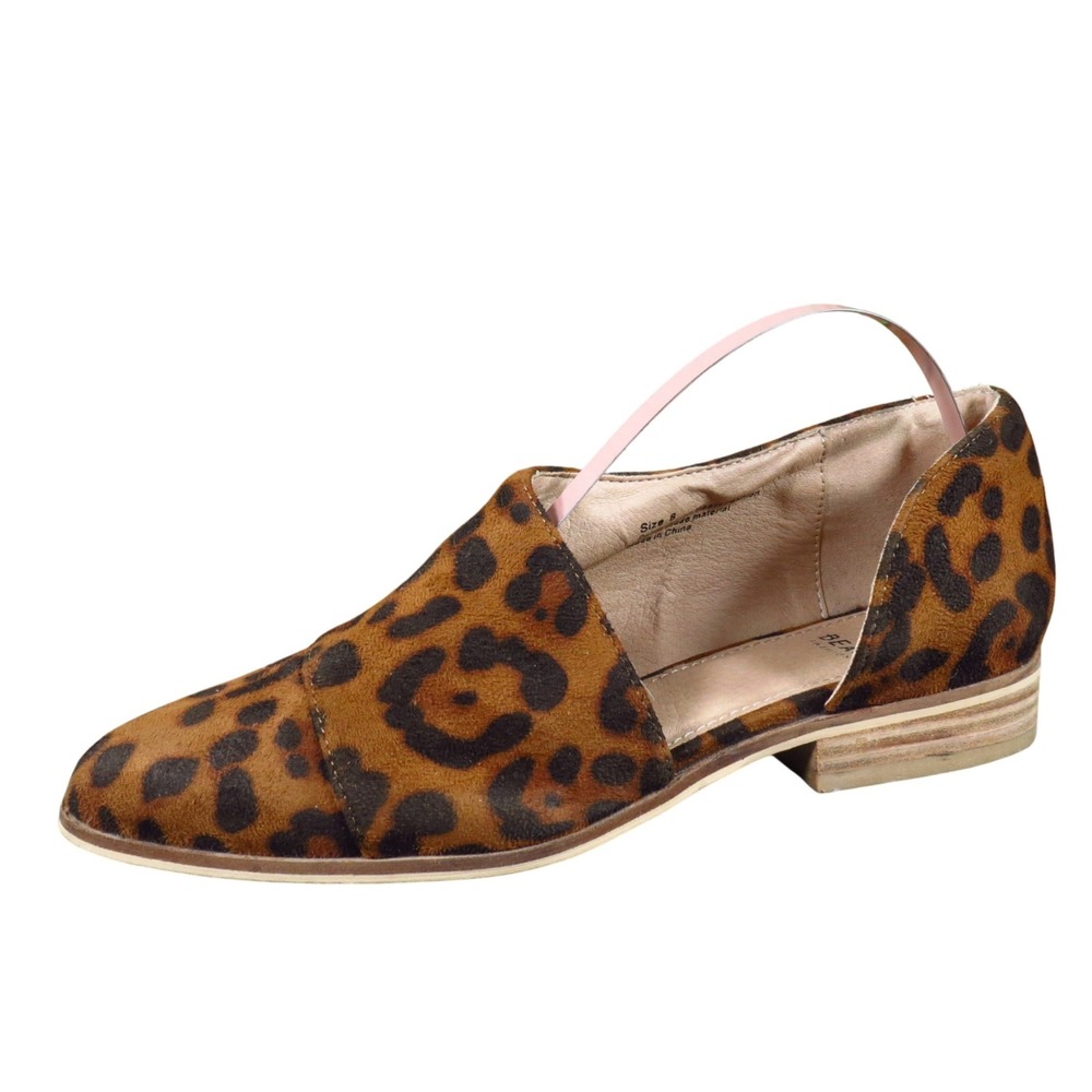 Beast Carter-05 Women Casual d'Orsay Pointed Toe Flat Size 8 Leopard Print Brown